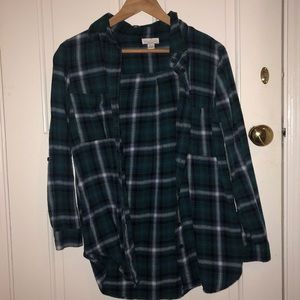 Longer, turquoise flannel